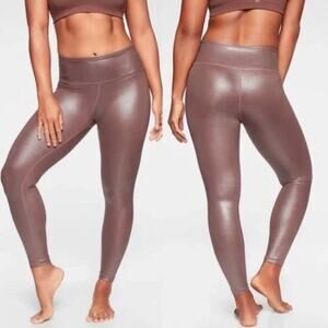 Athleta Elation Shimmer Leggings Brown Compression XSP Travel Athletic 353814